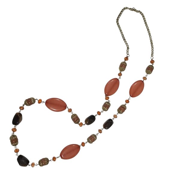 Crystal & Stone Necklaces Ropes or Chokers in Browns, Orange, and Blue - Picture 11 of 16